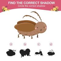 Activity worksheet for children. Matching shadow with the objects worksheet. Printable worksheet activity vector
