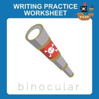 Writing practice worksheet. Learning to writing activity for children vector