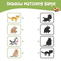 Find the correct shadow. Matching shadow with the object. Activity worksheet for children vector