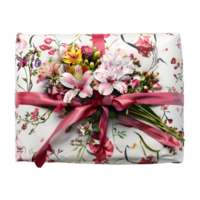 Gift Box with Flower on it on Transparent Background png