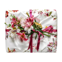 Gift Box with Flower on it on Transparent Background png