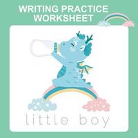 Learning to writing activity. Tracing letter activity worksheet for children vector