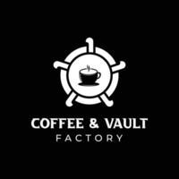 Coffee and Vault Safe Handle Gear Factory logo design vector