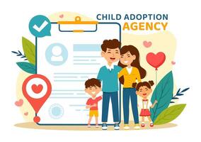 Child Adoption Agency Illustration to Taking Kids to Be Raised and Educated with Love and Affection in a Flat Style Cartoon Background vector