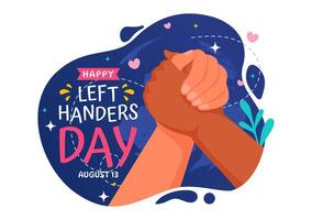 Happy Left Handers Day Celebration Illustration with Raising Awareness of Pride in Being Left Handed in Flat Style Cartoon Background vector