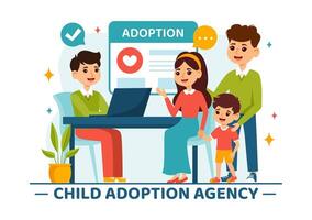 Child Adoption Agency Illustration to Taking Kids to Be Raised and Educated with Love and Affection in a Flat Style Cartoon Background vector