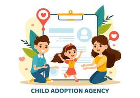 Child Adoption Agency Illustration to Taking Kids to Be Raised and Educated with Love and Affection in a Flat Style Cartoon Background vector