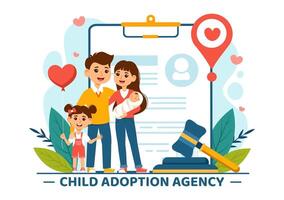 Child Adoption Agency Illustration to Taking Kids to Be Raised and Educated with Love and Affection in a Flat Style Cartoon Background vector