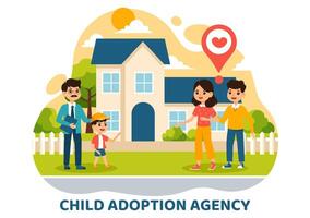 Child Adoption Agency Illustration to Taking Kids to Be Raised and Educated with Love and Affection in a Flat Style Cartoon Background vector