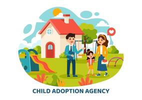 Child Adoption Agency Illustration to Taking Kids to Be Raised and Educated with Love and Affection in a Flat Style Cartoon Background vector