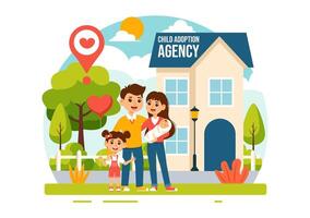 Child Adoption Agency Illustration to Taking Kids to Be Raised and Educated with Love and Affection in a Flat Style Cartoon Background vector