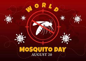 World Mosquito Day Illustration on August 20th featuring a Midge that Can Cause Dengue Fever and Malaria in a Flat Style Cartoon Background vector