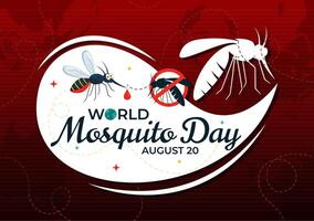 World Mosquito Day Illustration on August 20th featuring a Midge that Can Cause Dengue Fever and Malaria in a Flat Style Cartoon Background vector