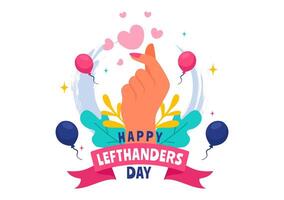 Happy Left Handers Day Celebration Illustration with Raising Awareness of Pride in Being Left Handed in Flat Style Cartoon Background vector