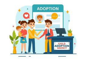 Child Adoption Agency Illustration to Taking Kids to Be Raised and Educated with Love and Affection in a Flat Style Cartoon Background vector