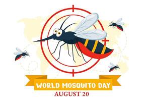 World Mosquito Day Illustration on August 20th featuring a Midge that Can Cause Dengue Fever and Malaria in a Flat Style Cartoon Background vector
