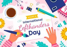 Happy Left Handers Day Celebration Illustration with Raising Awareness of Pride in Being Left Handed in Flat Style Cartoon Background vector