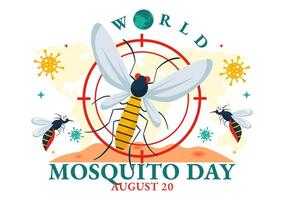 World Mosquito Day Illustration on August 20th featuring a Midge that Can Cause Dengue Fever and Malaria in a Flat Style Cartoon Background vector