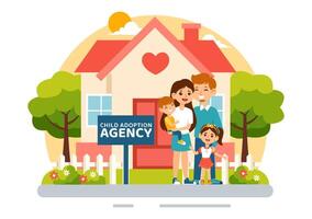 Child Adoption Agency Illustration to Taking Kids to Be Raised and Educated with Love and Affection in a Flat Style Cartoon Background vector