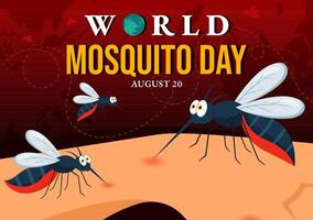 World Mosquito Day Illustration on August 20th featuring a Midge that Can Cause Dengue Fever and Malaria in a Flat Style Cartoon Background vector