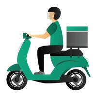 Food Delivery Man Riding Scooter vector