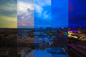 A sunset panoramic bayarea at Anzac bridge in Sydney high angle photo