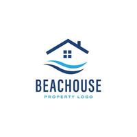 Stylish real estate logo with wave or sea elements for coastal property branding vector
