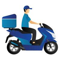 Food Delivery Man Riding Scooter vector