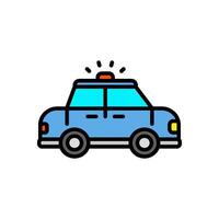 police car, colored line icon, isolated background vector