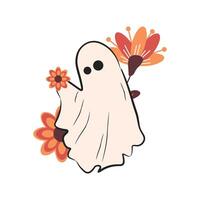 linda Víspera de Todos los Santos fantasma ilustración vector