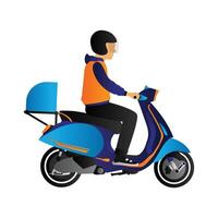 Food Delivery Man Riding Scooter vector