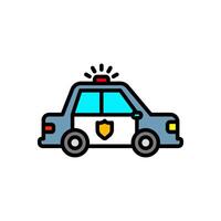 police car, colored line icon, isolated background vector