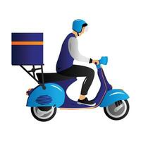 Food Delivery Man Riding Scooter vector