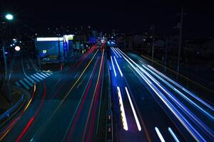 Night street at the downtown long exposure photo