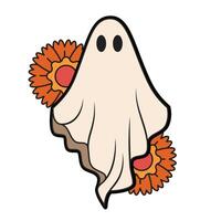 linda Víspera de Todos los Santos fantasma ilustración vector