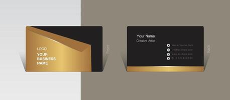 Abstract visit card design with golden fold effect vector