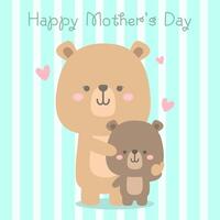 Hand drawn happy bear and kid mothers day card vector