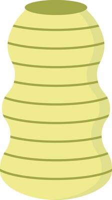 Ceramic Vase with Floral and Abstract Pattern. Flat Style Isolated on White Background