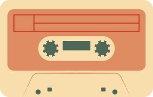 Retro Music Cassette with Record of 80s Disco. Magnetic Audio Tape. Illustration Isolated on White Background vector