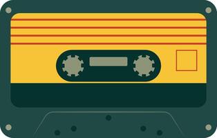 Retro Music Cassette with Record of 80s Disco. Magnetic Audio Tape. Illustration Isolated on White Background vector