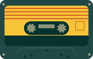 retro música casete con grabar de Años 80 disco. magnético audio cinta. ilustración aislado en blanco antecedentes vector