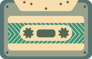 Retro Music Cassette with Record of 80s Disco. Magnetic Audio Tape. Illustration Isolated on White Background vector