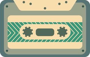 Retro Music Cassette with Record of 80s Disco. Magnetic Audio Tape. Illustration Isolated on White Background vector