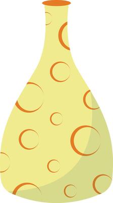 Ceramic Vase with Floral and Abstract Pattern. Flat Style Isolated on White Background