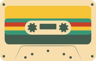 Retro Music Cassette with Record of 80s Disco. Magnetic Audio Tape. Illustration Isolated on White Background vector
