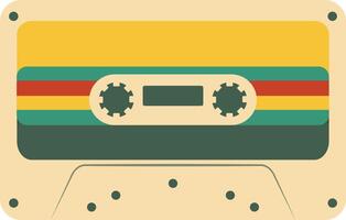 Retro Music Cassette with Record of 80s Disco. Magnetic Audio Tape. Illustration Isolated on White Background vector