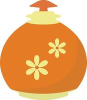 Ceramic Vase with Floral and Abstract Pattern. Flat Style Isolated on White Background vector