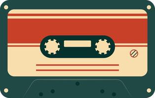 retro música casete con grabar de Años 80 disco. magnético audio cinta. ilustración aislado en blanco antecedentes vector