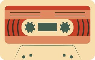 Retro Music Cassette with Record of 80s Disco. Magnetic Audio Tape. Illustration Isolated on White Background vector