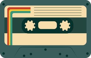 Retro Music Cassette with Record of 80s Disco. Magnetic Audio Tape. Illustration Isolated on White Background vector